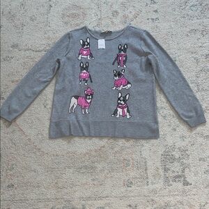 Astrologie Gray Knit fmFrenchie Sweater with Pink Puppy Graphics